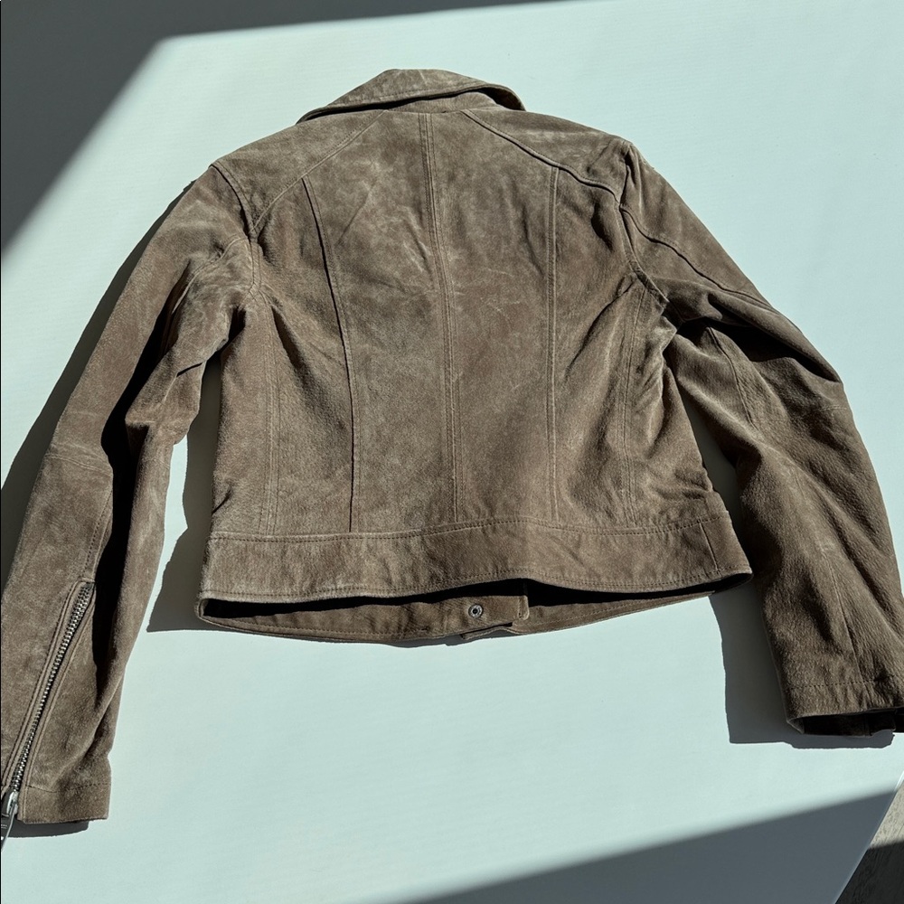 Blank NYC Taupe Light Brown Leather Moto suede Jacket size Small - Picture 7 of 13